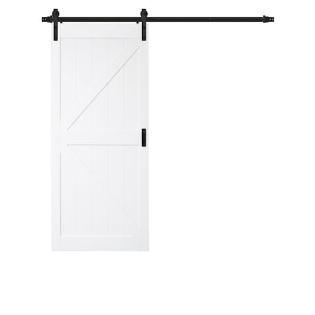 Renin 36 in. x 84 in. Easy Build Stone K Barn Door With Hardware Kit BD052K01BW1BWE36084